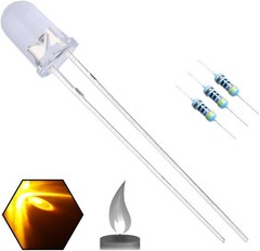 100pcs Yellow Flickering 5mm LED Candle Flicker Lights Clear Round Lens 29mm