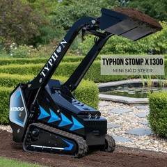 3040lbs TYPHON STOMP X1300 25HP Kubota D1105 EPA Diesel Mini Skid Steer Loader