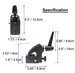 PHOCUS Super Clamp with Standard 5/8″ Stud for Photography Studio Video Black