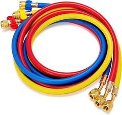 5 ft R410A HVAC Charging Recovery Hoses 1/4″ Refrigeration Hoses with Tap Valve