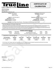 Long Form Calibration Certs For Thread Gage (Purchased w/ M & J Tooling Gage)
