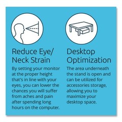 Kensington 60087 11.5 in. x 9 in. x 3 in. Monitor Stand w/ SmartFit – BK/GY New