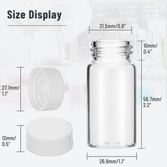 20ml Scintillation Vials 100x Borosilicate Glass Sample Vials Cone Shaped Liner