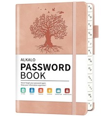 Password Book with Alphabetical Tabs, Small (4.5 x 5.9 inch), Pink