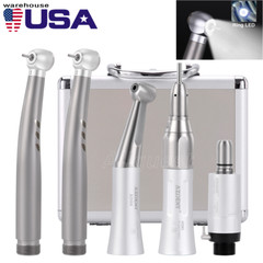 AZDENT Dental Ring LED E-generator High Speed&Low Speed Handpiece Kit 2 Hole USA