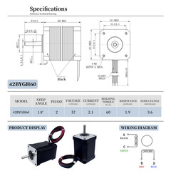 NEMA 17 Hybrid Stepper Motor 2.1A 12V 4-wire 1.8 Degree 60N·cm