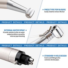 eLabPal Dental Slow Low Speed Handpiece Straight Contra Angle Air Motor 4Holes