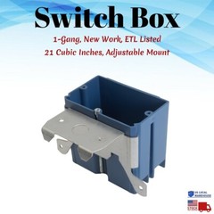 1-Gang Electrical Outlet Switch Box New Work ETL 21 Cu In Adjustable Bracket Lot