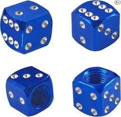 4PCS Dice Style Tire Valve Stem Caps, Universal Aluminum Alloy Dus Color: Blue