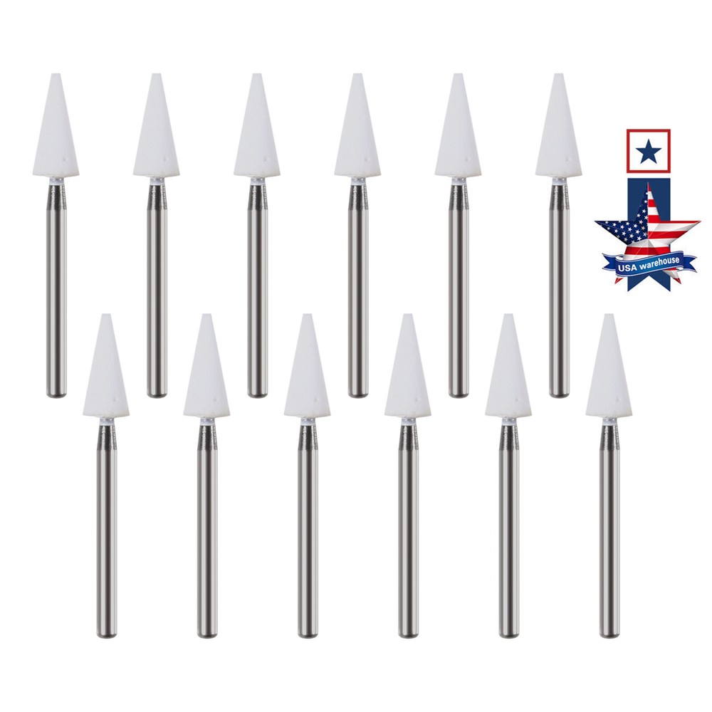 Dental White Stone Aluminum Oxide Polishing FG Burs For High &Low Speed 12/pk st