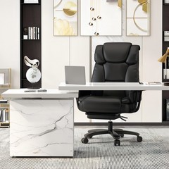 Big and Tall Office Chair 400LBS Reclining Executive Chair with Footrest Black
