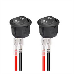 12V Round Rocker Switch SPST On/Off 2-Pin 6A/250V 10A/125V for Car Boat RV Black