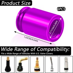 6-Pack Universal Bullet Valve Stem Caps, Aluminum Alloy Du Color: 6 PCS Purple