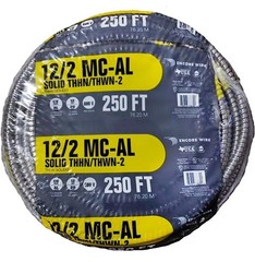 250 FT ENCORE WIRE METAL CLAD CABLE 12/2 MC-AL 12 AWG SOLID ALUMINUM