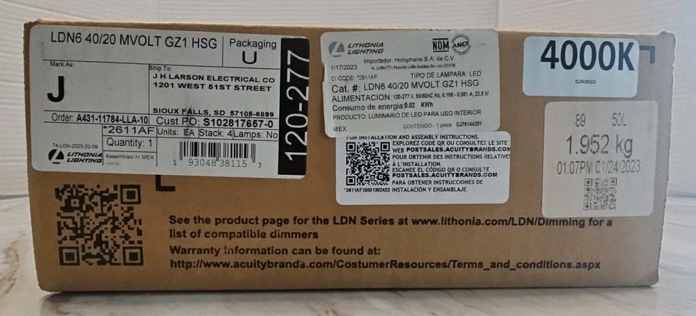 Lithonia Lighting, LDN6 40/20 MVOLT GZ1 HSG – LED Downlight Housing – New/Other