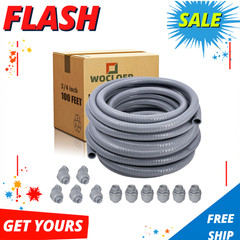 NEW 3/4″ 100Ft Liquid-Tight Flexible Non-Metallic Electrical Conduit Kit 3/4″ Di