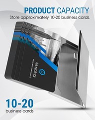 MaxGear Metal Business Card Holder for 3.7 x 2.3 x 0.3 inches, Brushed Silver