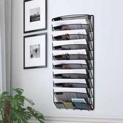 Hanging Wall Mount File Organizer 10 Pocket Paper Folder Holder Letter Rack
