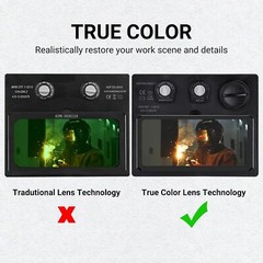True color Auto Darkening Welding Helmet Arc Tig Mig Grinding Hood Solar Powered