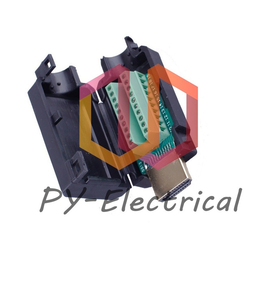 NEW HDMI Male 19-P Plug Breakout Terminals Solderless Connector With Black Cover
