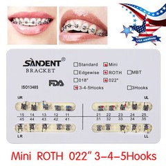10Packs Dental Orthodontic Metal Brackets Braces Mini Roth.022 Hooks 345 Ortho