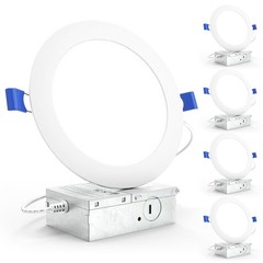 Sunco 4 Pack 6 Inch Ultra Thin LED Recessed Ceiling 6 Inch, 5000K Daylight