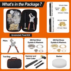 New Grommet Tool Kit with Bag, 1/4 & 3/8 Inch Handheld Eyelet Tool Kit For DIY