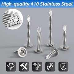 200PCS Sheet Metal Self-Drilling Screws Assortment Kit – #8 Truss Head Stainless