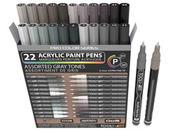 Acrylic Paint Pens 22 Gray Tones Assorted Pro Color Series Markers Set 0.7mm …