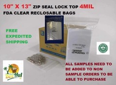 10×13 Clear Elkay Plastic 4MIL Zip Seal Lock Top Reclosable Poly Bags 4 Mil
