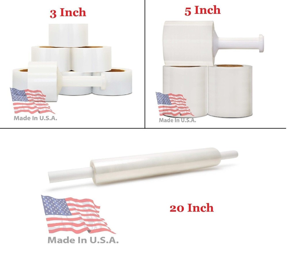Cast Hand Stretch Shrink Film Pallet Wrap Clear Made In USA Choose: Size & Rolls