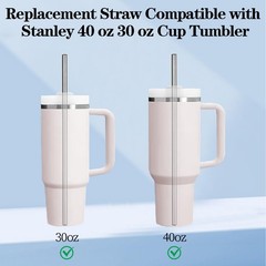 6 Pack Stainless Steel Straw Replacement 11.81 Inch×0.375 Inch 6 PCS, Silver