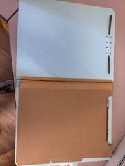 Letter classification folders brown and blue