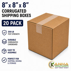 8x8x8 Corrugated Shipping Boxes 20 Pack 200 lb Test Heavy Duty Moving Mailer