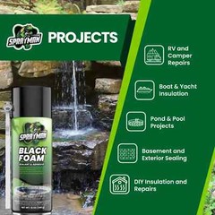 Sprayman Black Foam Sealant – Pond Waterfall Landscaping, 12oz 12 Pk – Straw Use