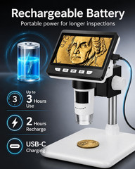 Coin Microscope, 4.3 Inch Digital Microscope 1000X Coin Microscope for Error Coi