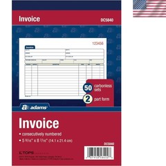 Invoice Book, 2-Part, Carbonless, 5-9/16 x 8-7/16 Inches, 50 Sets per Book