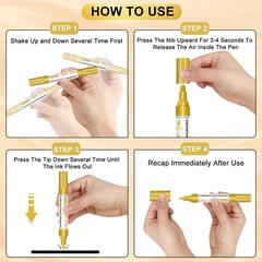 SFSASO Acrylic Paint Marker Pens 1 Count (Pack of 4), Black/White/Gold/Silver
