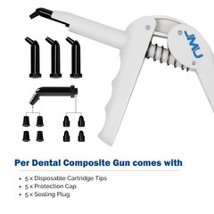 Ergonomic 10 Pack Dental Composite Dispenser Guns with 50 Unidose Tips Included