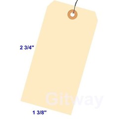 1000- 2 3/4″ x 1 3/8″ Size 1 Manila Inventory Shipping Hang Tags with Wire 13 Pt