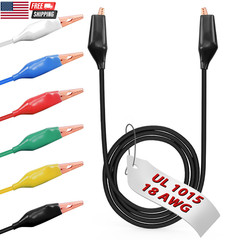 6Pcs 20″ Alligator Clip Test Leads with Wires UL1015 18AWG Tinned Copper, 6 Colo
