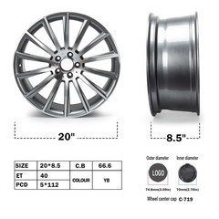 New 20×8.5 Premium Multispoke Alloy Wheel Rims Set 4 S500 S550 Front OE Spec