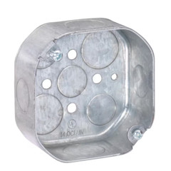 4 in. W x 1-1/2 in. D Steel Metallic Octagon Box with Five 1/2 in. and Four 3/4