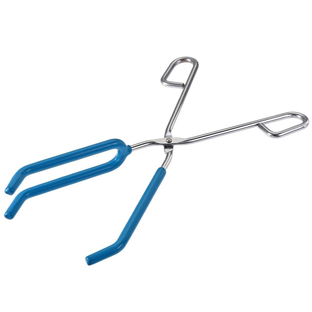 Lab Beaker Tongs 3 Prongs Stainless Steel 11.81-inch Opens up to 190mm Blue 2Pcs