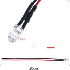 DC 5V~12V 3mm/5mm LED Bulb Pre wired Light Emitting Diodes Small 20cm Wire 0.1W