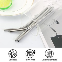 6 Pack Stainless Steel Straw Replacement 11.81 Inch×0.375 Inch 6 PCS, Silver