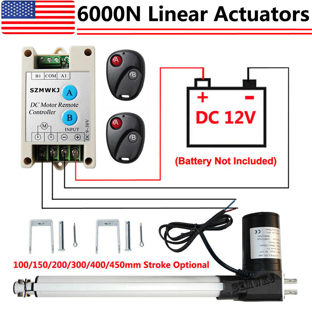 Linear Actuator 6000N 1320lbs Lift Heavy Duty 12V Motor &Controller &Brackets IG