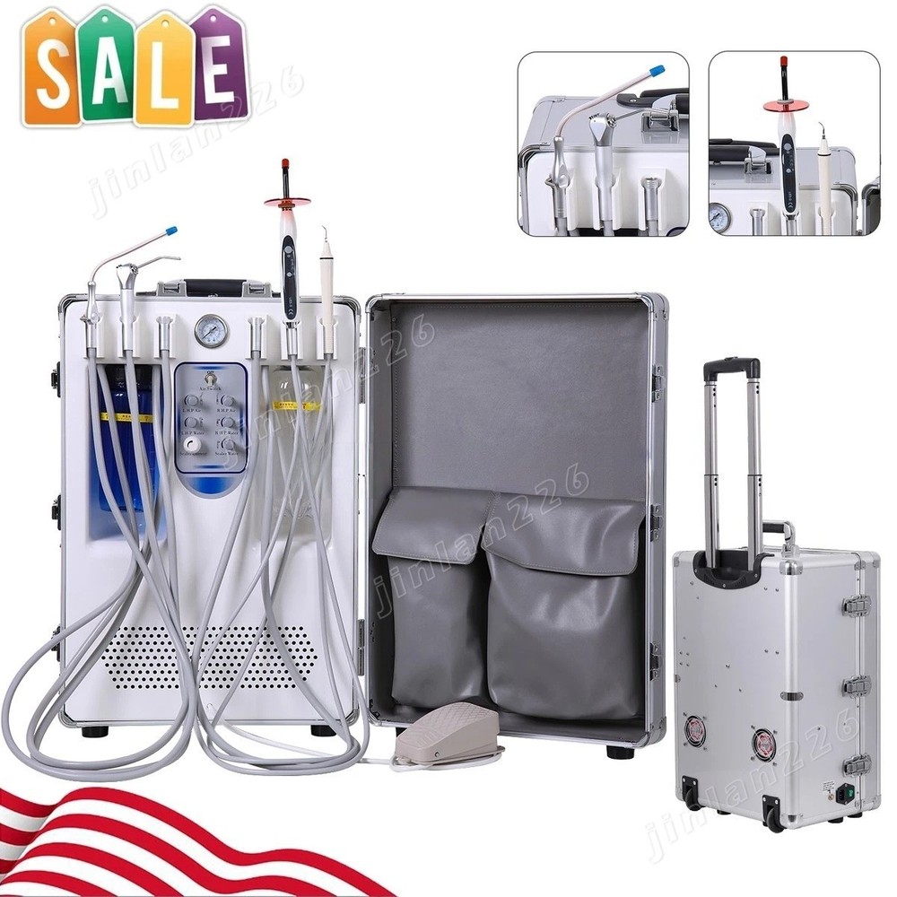 Portable Dental Delivery Unit: Rolling Box with 4 Holes Air Compressor Suction