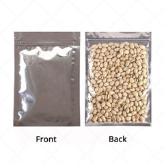 Assorted Sizes Glossy Mylar Foil Clear Front Silver Rear Zip Lock Pouch Bag M