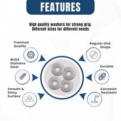 High Compatibility Flat Washers Set – 304 Stainless Steel